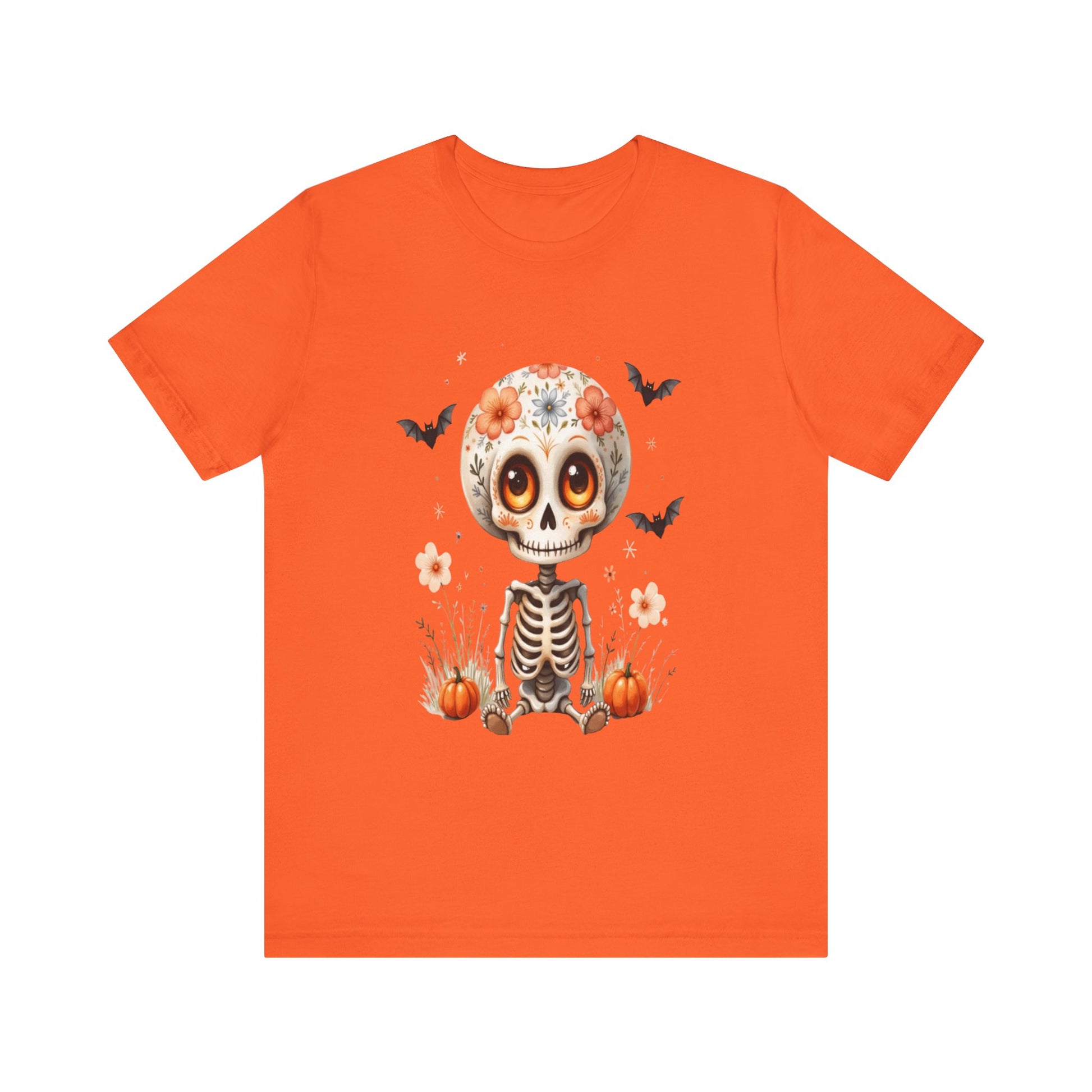 Spooky Fall Fashion, Day of the Dead T-Shirt, Cute Skeleton Design, Halloween Gift, Cozy Autumn Vibes