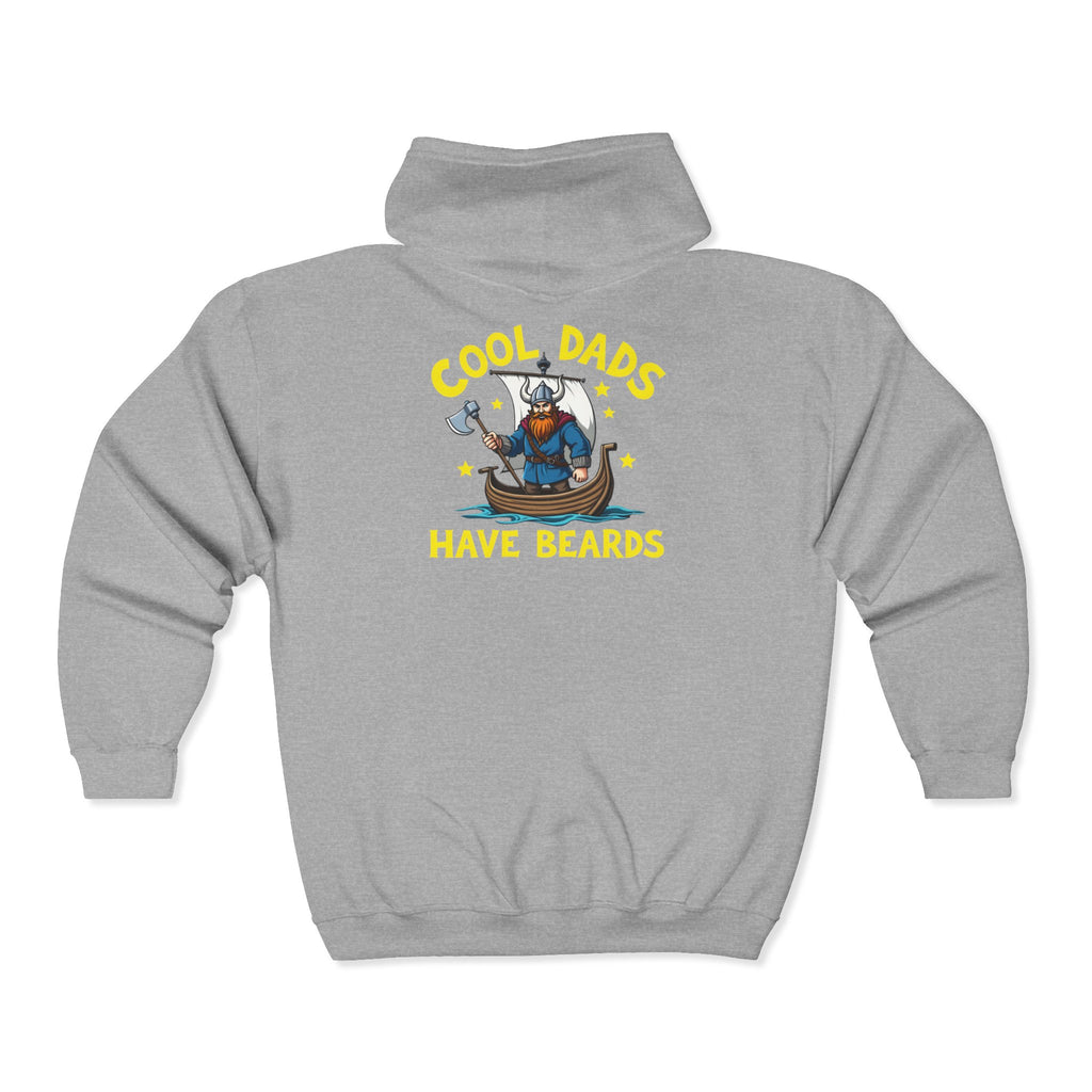 Viking "COOL DADS" - "HAVE BEARDS" Full Zip Hoodie Sweatshirt, Father's Day Gift, Funny Dad Apparel, Dad with Beard, Viking Lover Gift, Norse Mythology Clothing