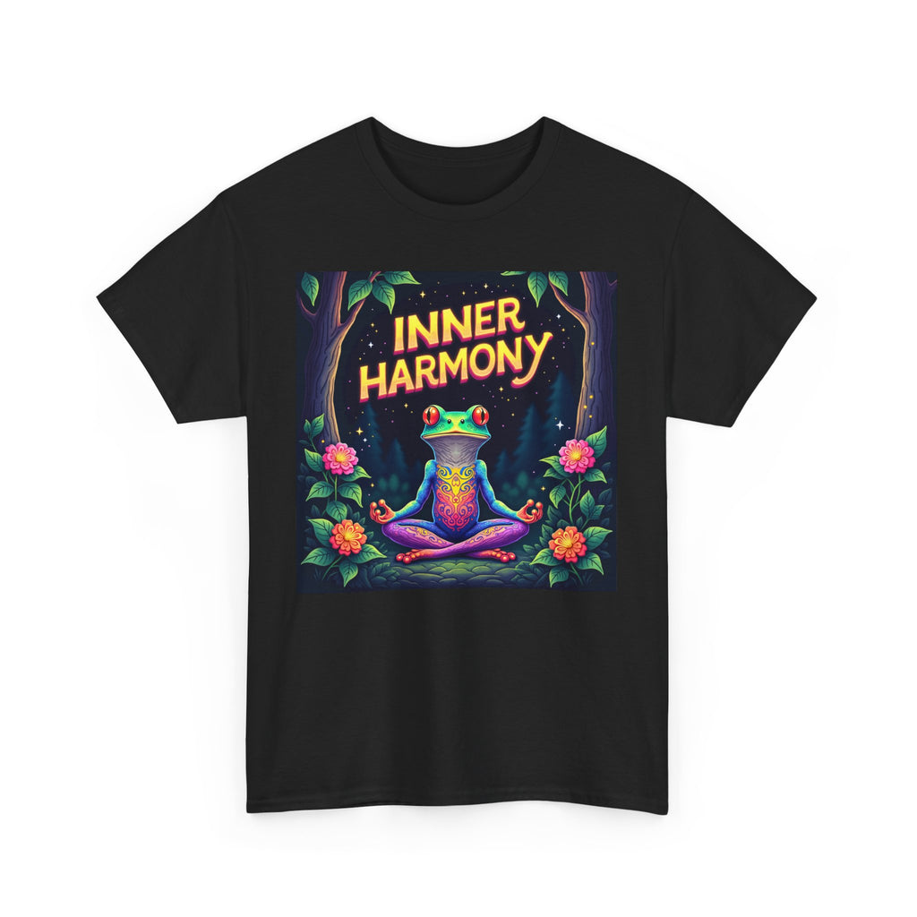 Inner Harmony Meditating Frog T-Shirt – Mindfulness Yoga Graphic Tee, Vibrant Zen Nature Design, Unisex Spiritual Gift