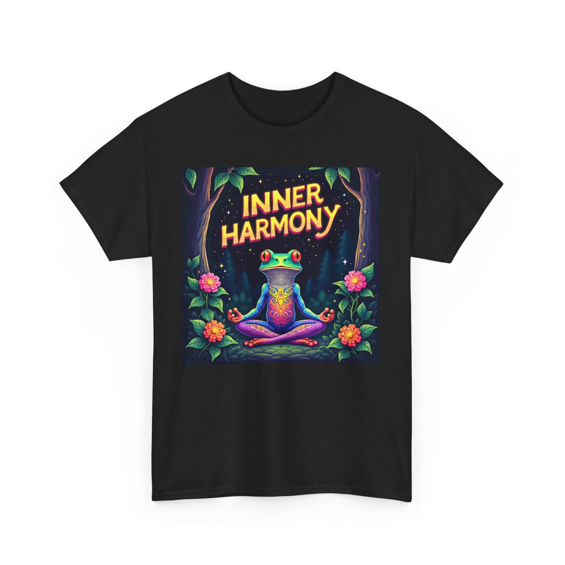 Inner Harmony Meditating Frog T-Shirt – Mindfulness Yoga Graphic Tee, Vibrant Zen Nature Design, Unisex Spiritual Gift