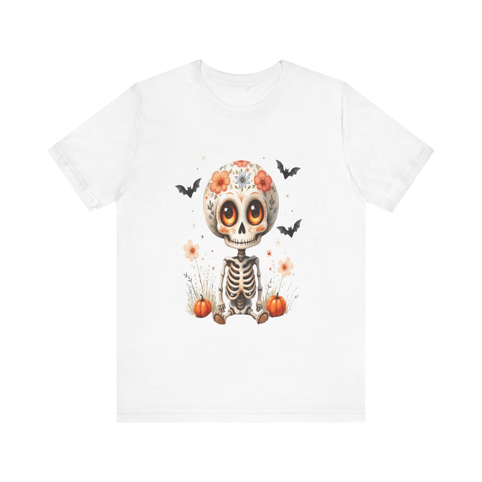 Spooky Fall Fashion, Day of the Dead T-Shirt, Cute Skeleton Design, Halloween Gift, Cozy Autumn Vibes