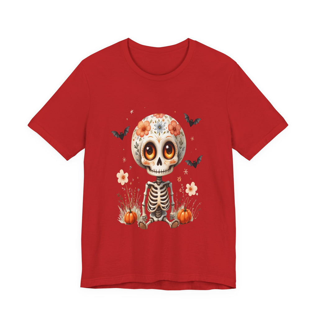 Spooky Fall Fashion, Day of the Dead T-Shirt, Cute Skeleton Design, Halloween Gift, Cozy Autumn Vibes