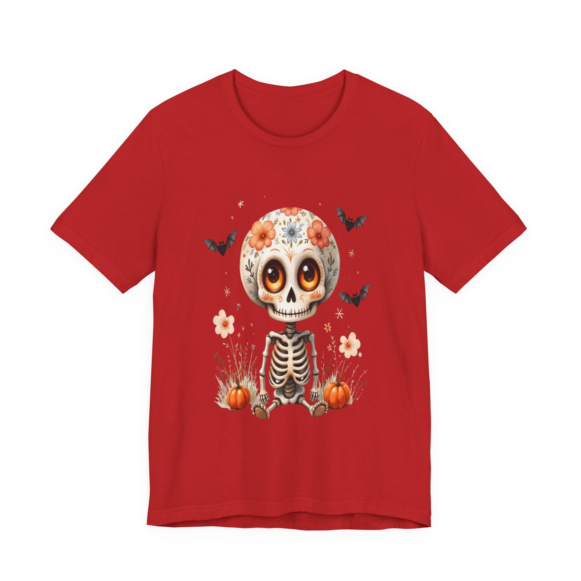Spooky Fall Fashion, Day of the Dead T-Shirt, Cute Skeleton Design, Halloween Gift, Cozy Autumn Vibes