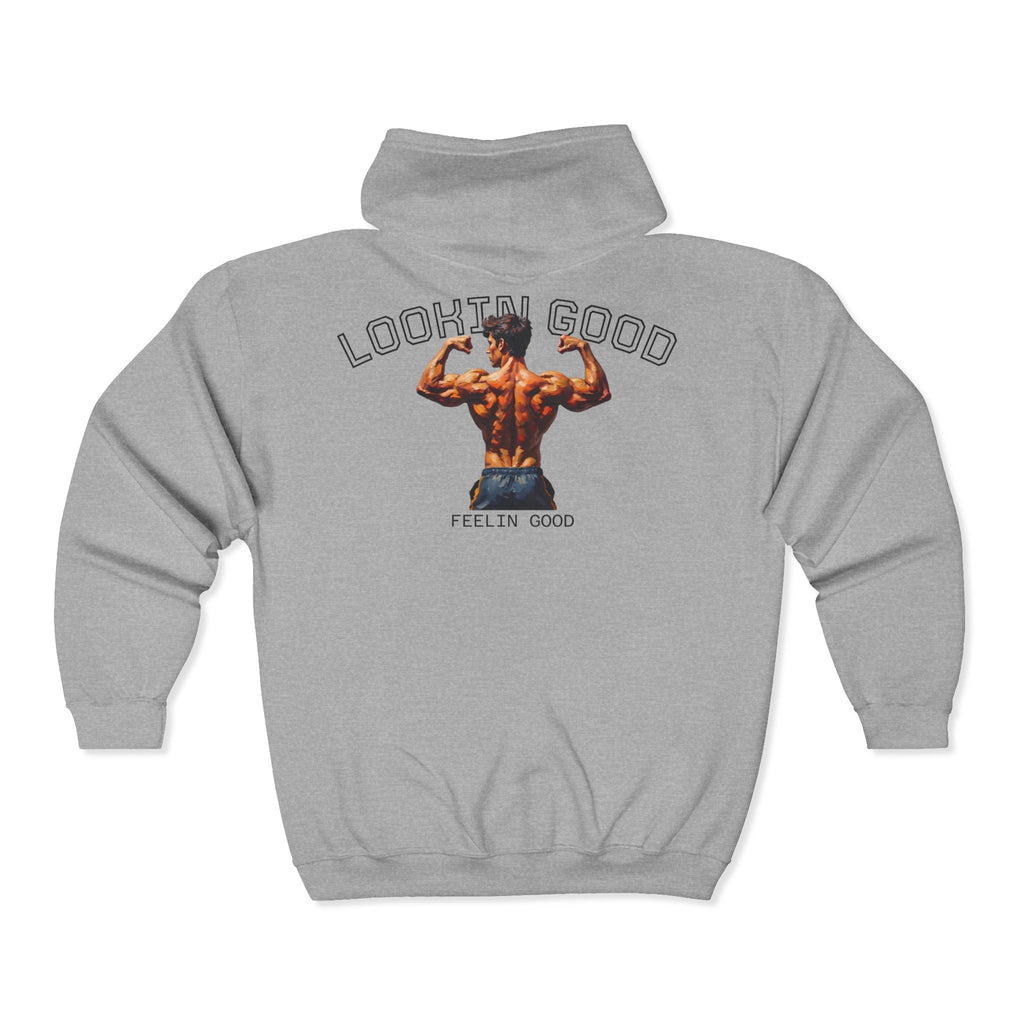 Zip Up Hoodie Feeling Good Looking Good Flexing Man Design