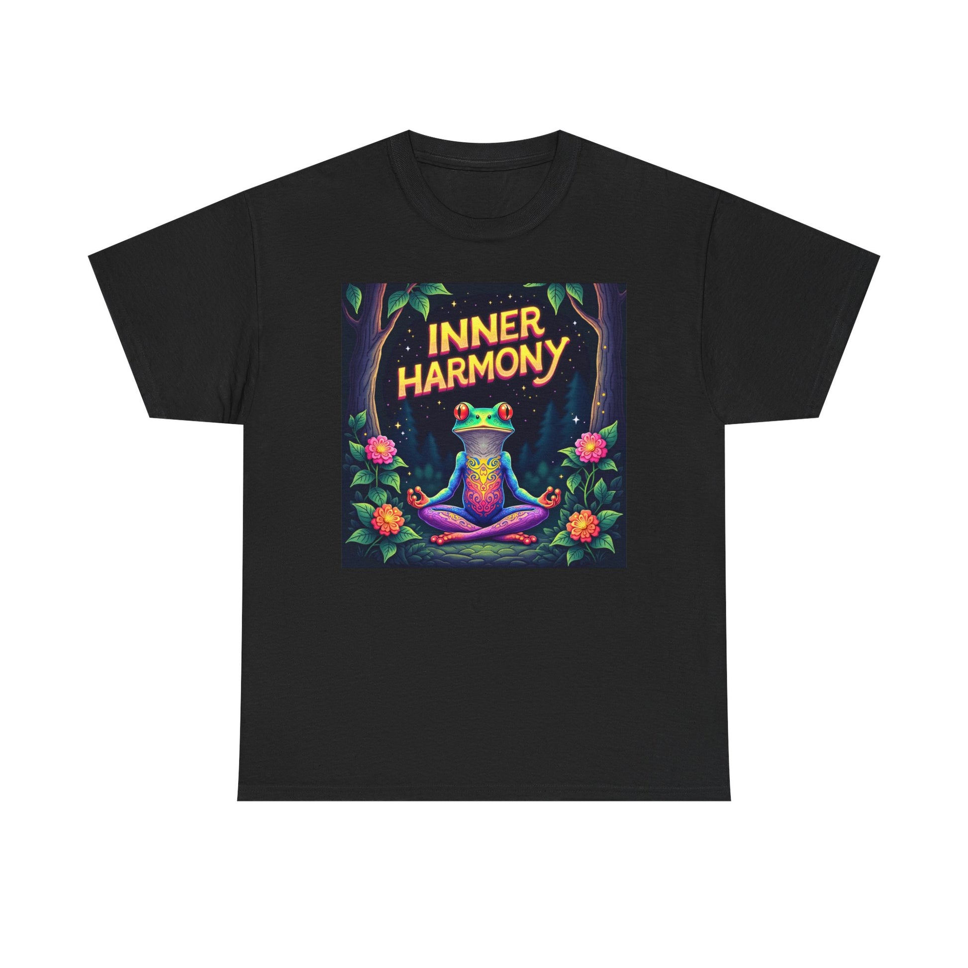 Inner Harmony Meditating Frog T-Shirt – Mindfulness Yoga Graphic Tee, Vibrant Zen Nature Design, Unisex Spiritual Gift