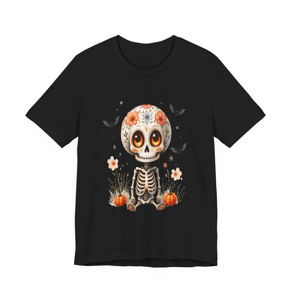 Spooky Fall Fashion, Day of the Dead T-Shirt, Cute Skeleton Design, Halloween Gift, Cozy Autumn Vibes