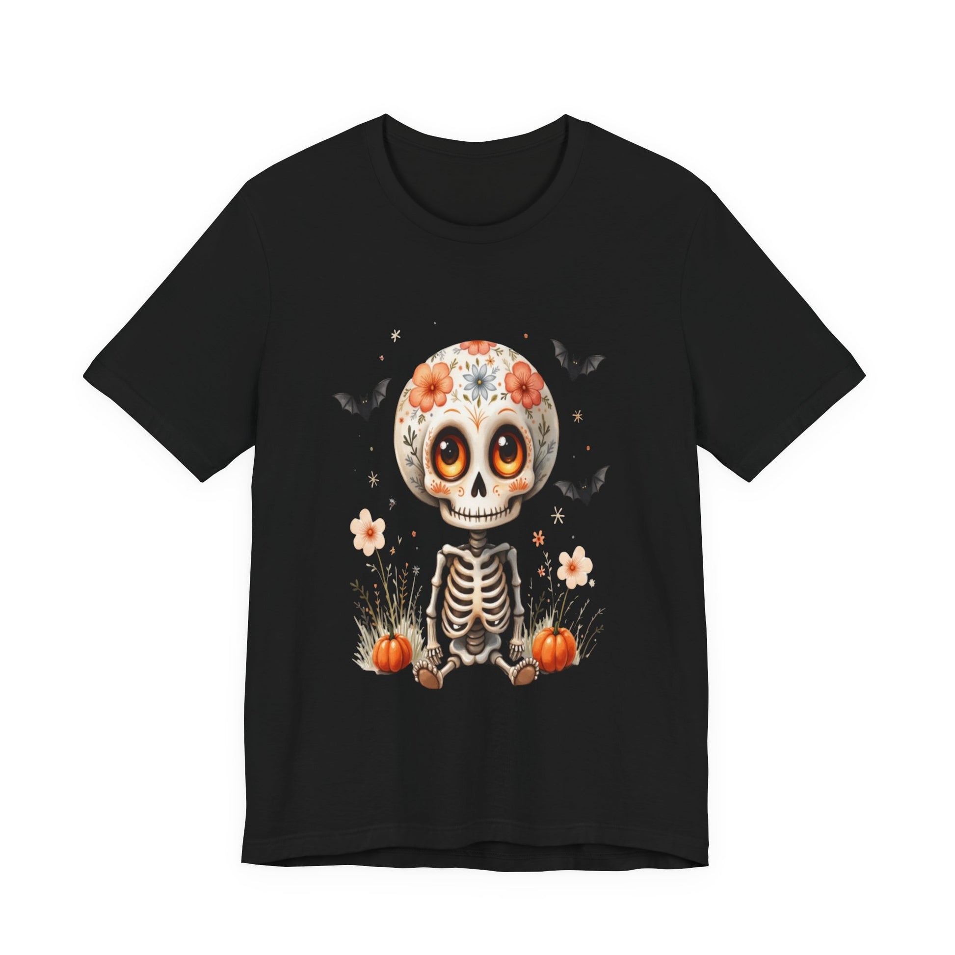 Spooky Fall Fashion, Day of the Dead T-Shirt, Cute Skeleton Design, Halloween Gift, Cozy Autumn Vibes