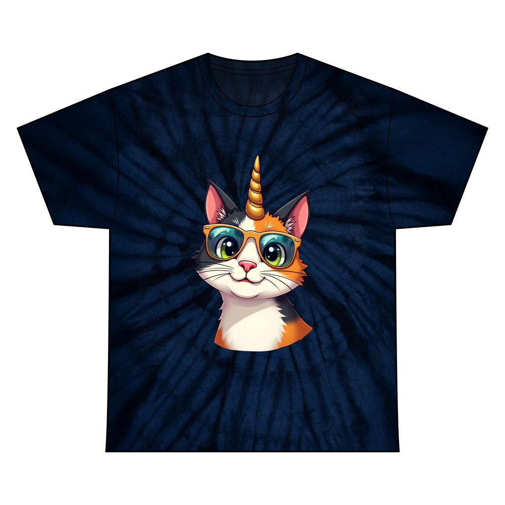 Cool Unicat Happy and Ready to Party Tie Dye Cotton Tee - Tie-dye T-Shirt -