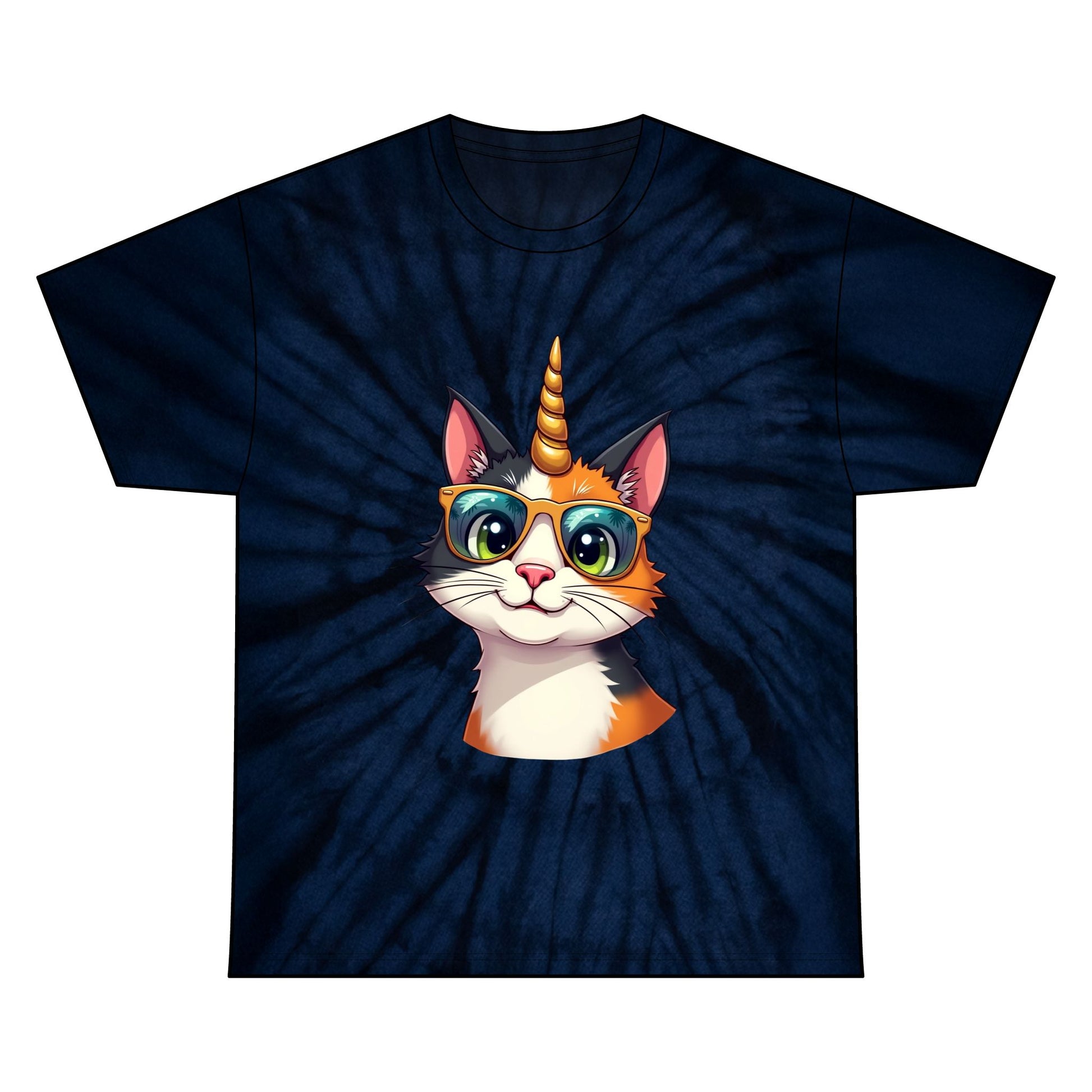 Cool Unicat Happy and Ready to Party Tie Dye Cotton Tee - Tie-dye T-Shirt -