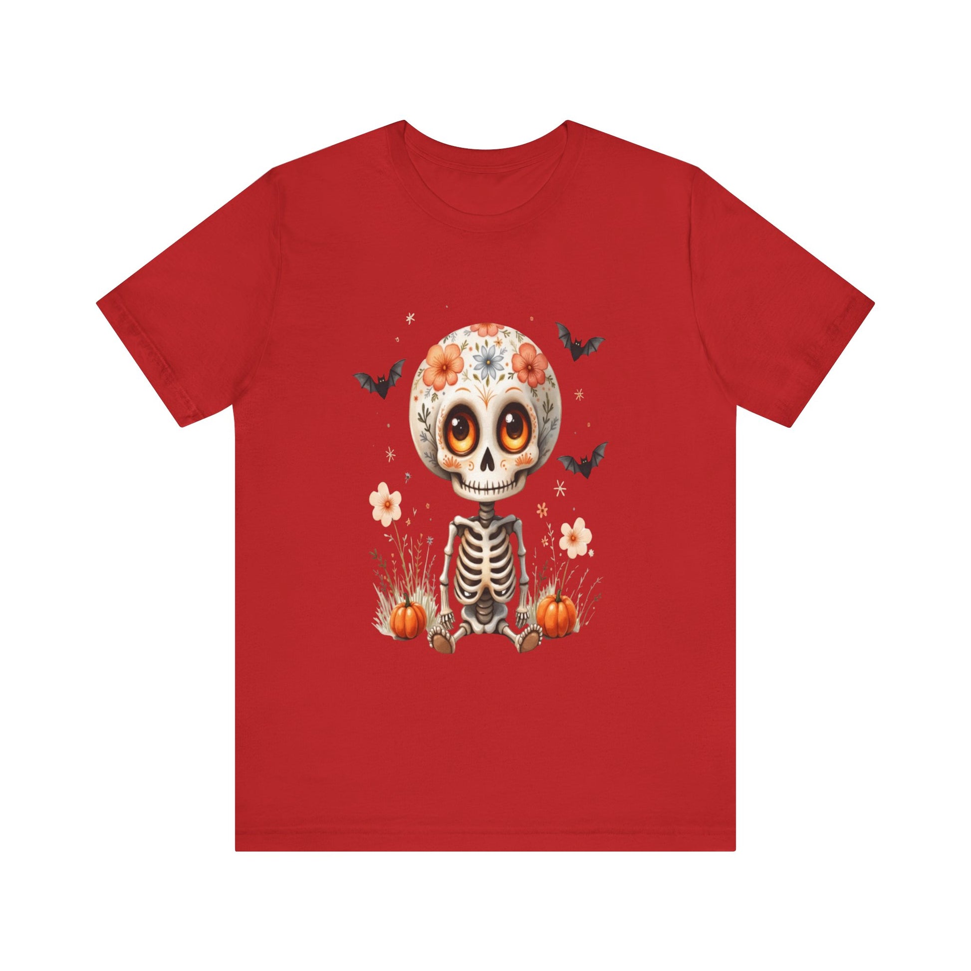 Spooky Fall Fashion, Day of the Dead T-Shirt, Cute Skeleton Design, Halloween Gift, Cozy Autumn Vibes