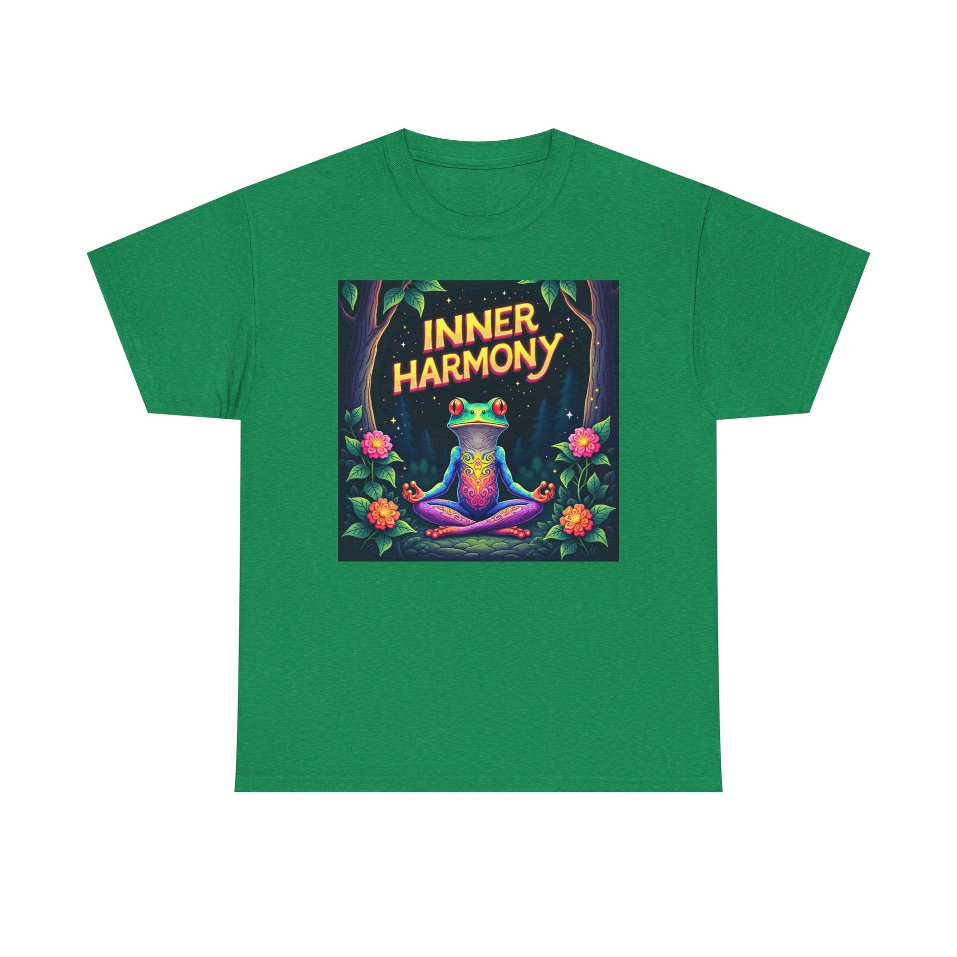 Inner Harmony Meditating Frog T-Shirt – Mindfulness Yoga Graphic Tee, Vibrant Zen Nature Design, Unisex Spiritual Gift