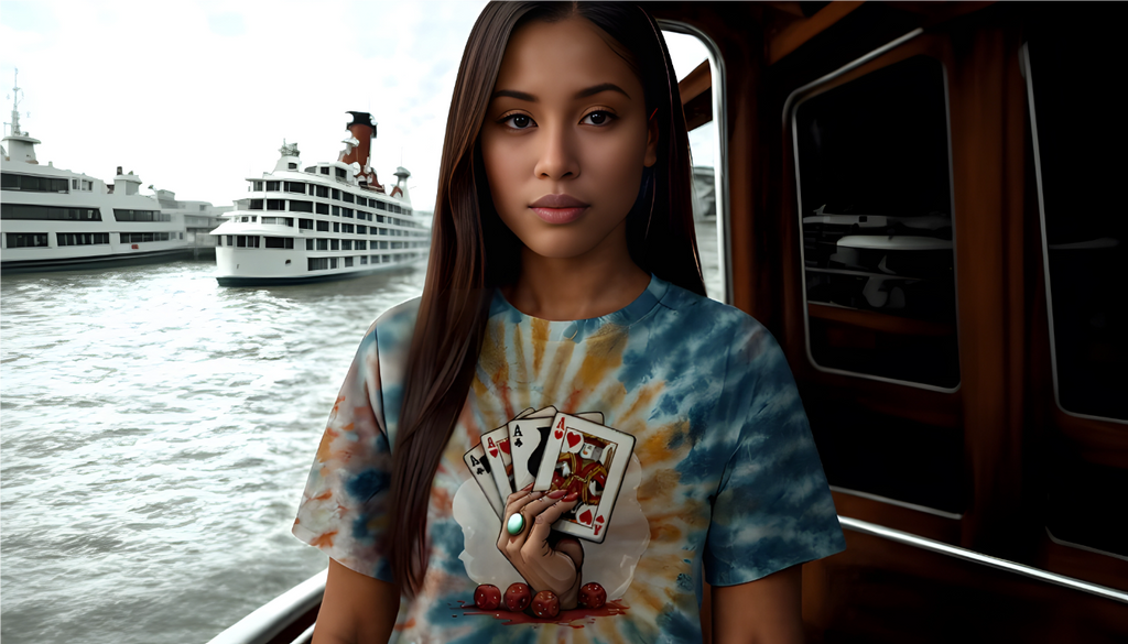 Vibrant Tie Dye Tee with Poker Design - Perfect for Casual Outings, Music Festivals, Gifts, Summer Fun, and Poker Nights