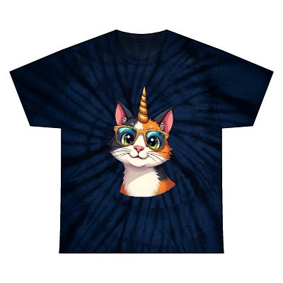 Cute Unicat Happy and Ready to Party Tie Dye Cotton Tee - Tie-dye T-Shirt -