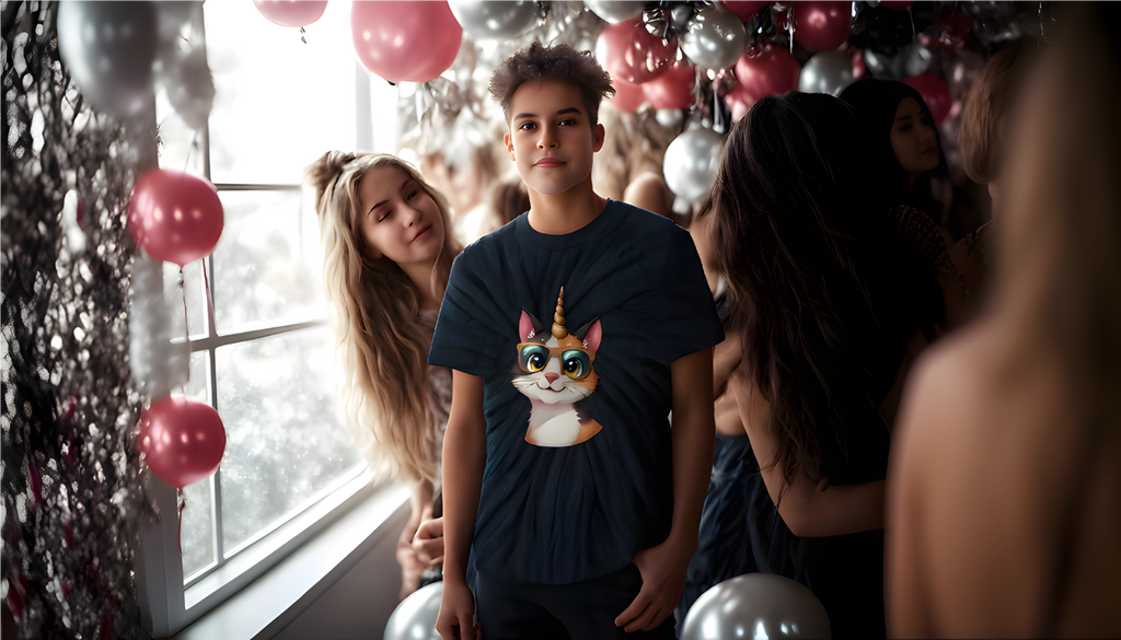 Cool Unicat in Shades, Happy and Ready to Party Tie Dye Cotton Tee - Tie-dye T-Shirt -