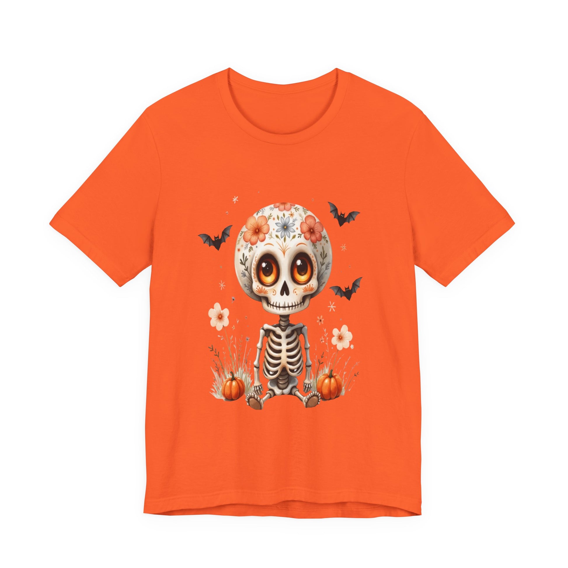 Spooky Fall Fashion, Day of the Dead T-Shirt, Cute Skeleton Design, Halloween Gift, Cozy Autumn Vibes