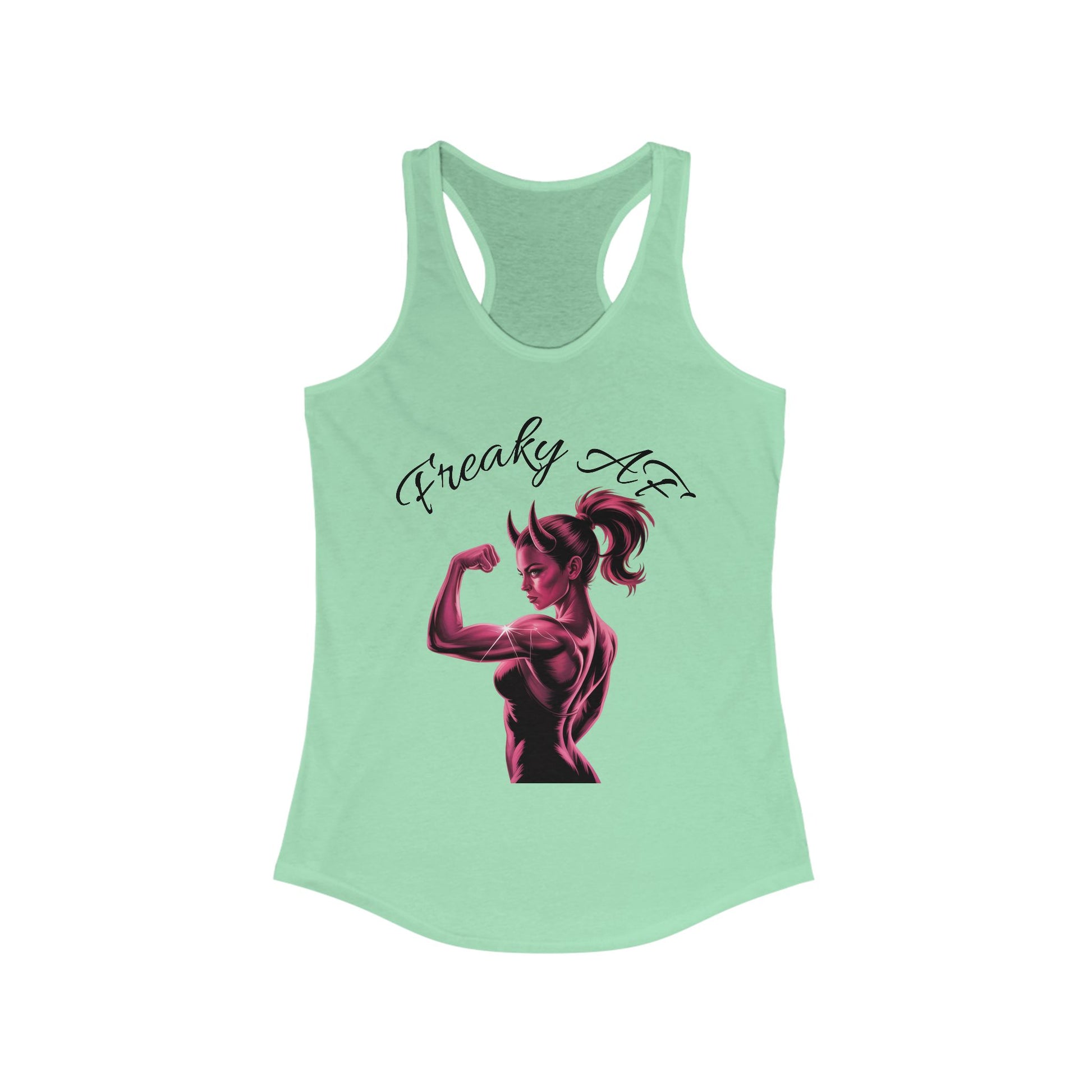 Racerback Tank Top - Muscular Female Graphic - Freaky AF Design - Women's Fitness Apparel