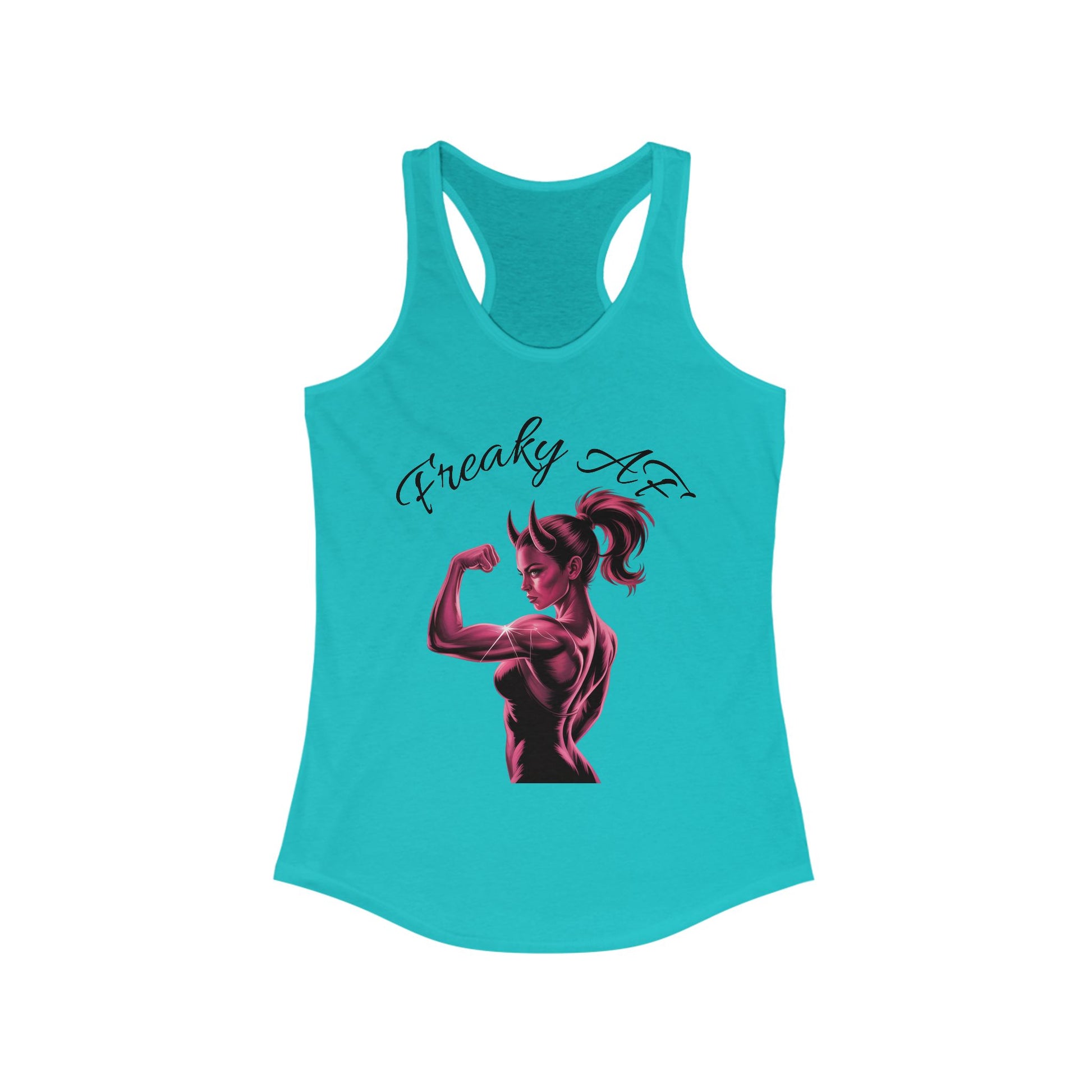 Racerback Tank Top - Muscular Female Graphic - Freaky AF Design - Women's Fitness Apparel