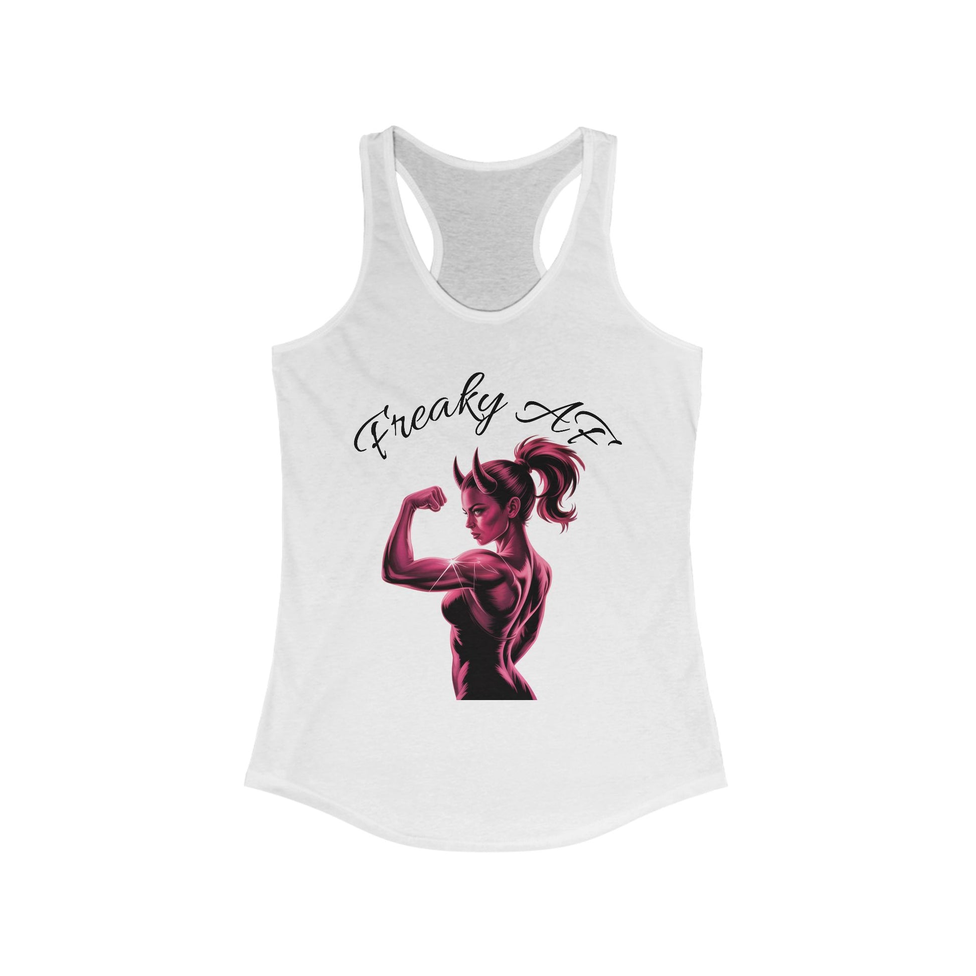 Racerback Tank Top - Muscular Female Graphic - Freaky AF Design - Women's Fitness Apparel