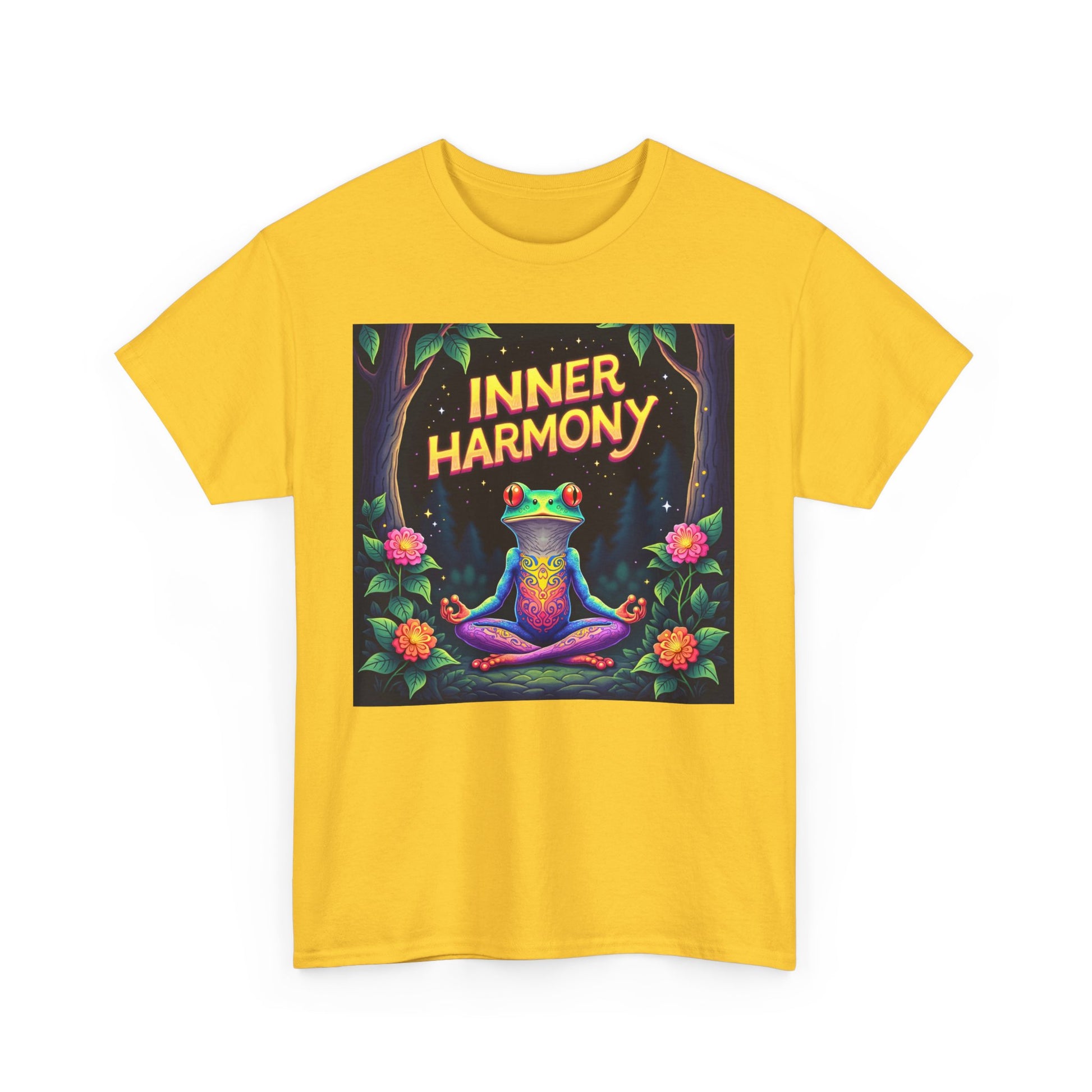 Inner Harmony Meditating Frog T-Shirt – Mindfulness Yoga Graphic Tee, Vibrant Zen Nature Design, Unisex Spiritual Gift