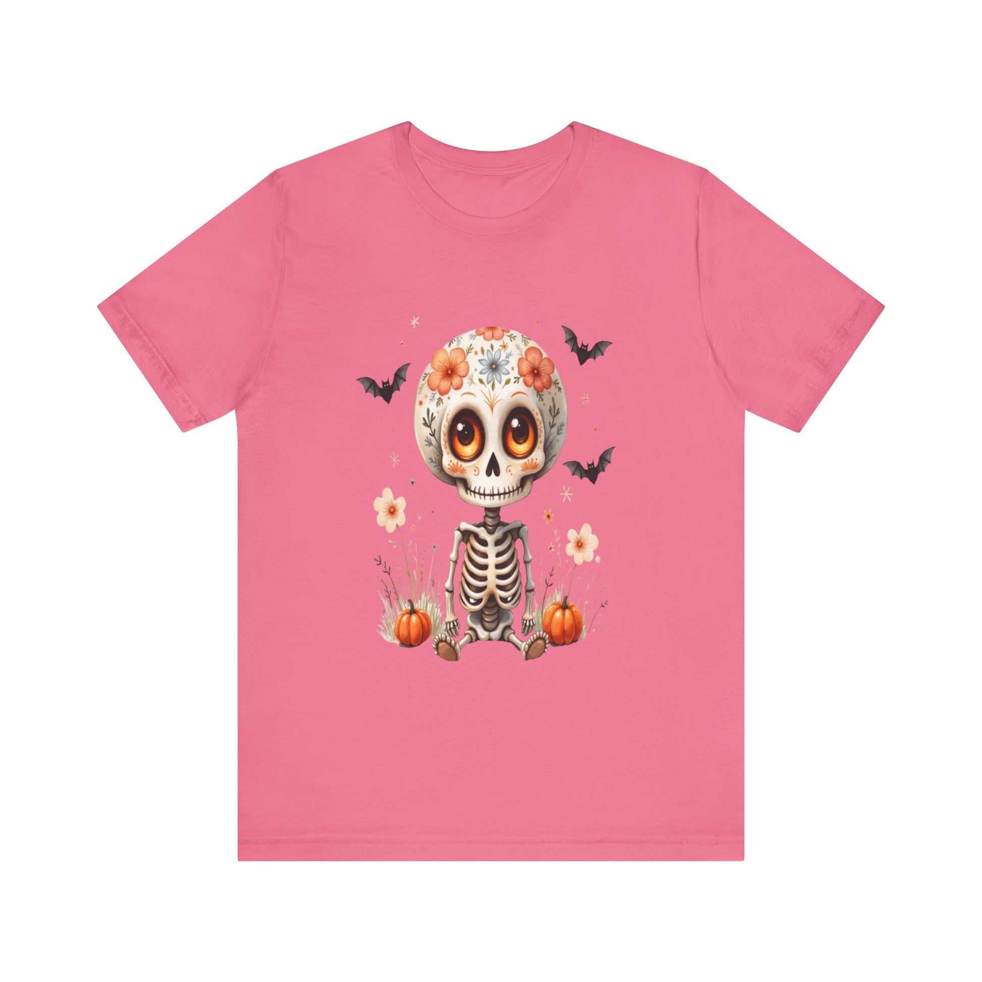 Spooky Fall Fashion, Day of the Dead T-Shirt, Cute Skeleton Design, Halloween Gift, Cozy Autumn Vibes