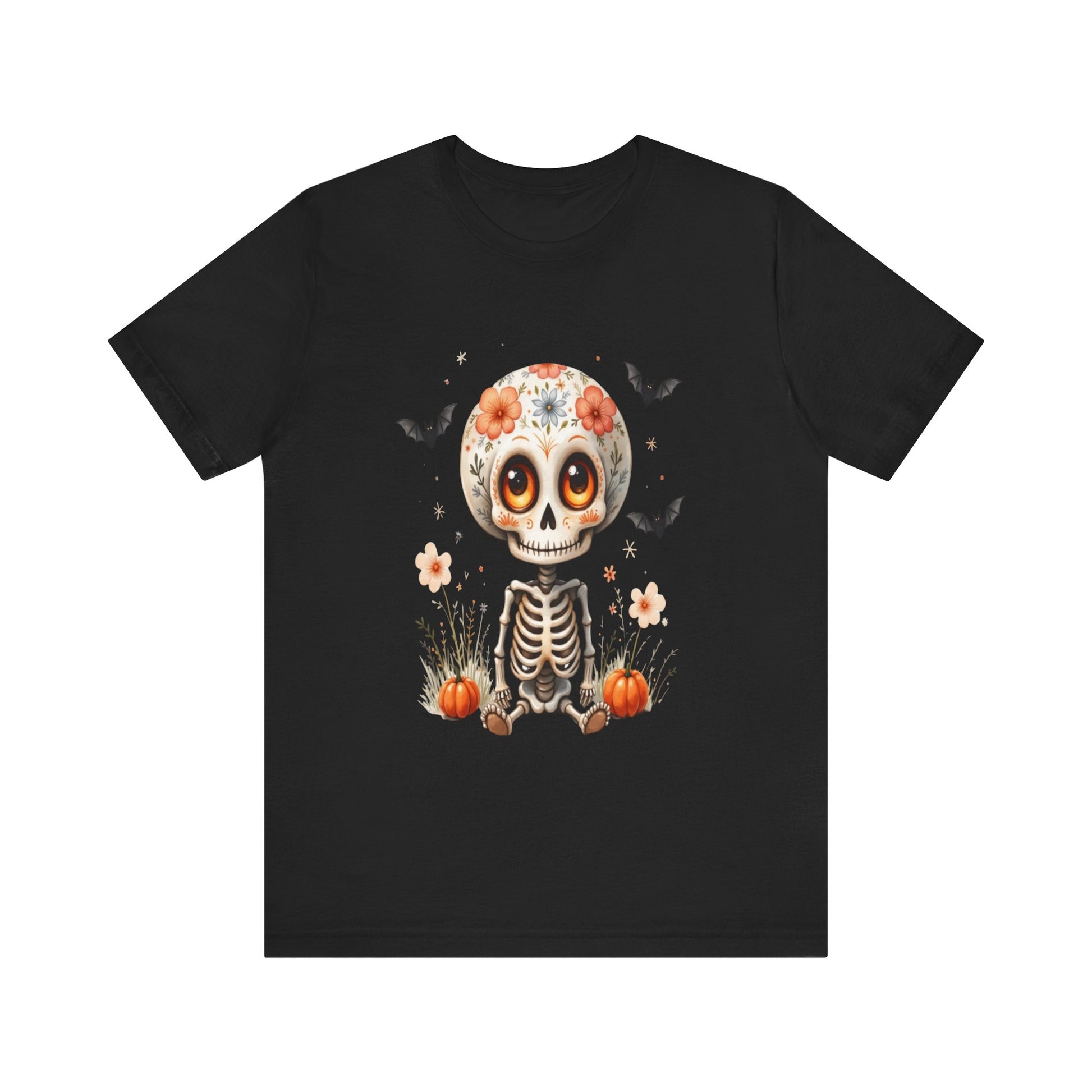 Spooky Fall Fashion, Day of the Dead T-Shirt, Cute Skeleton Design, Halloween Gift, Cozy Autumn Vibes