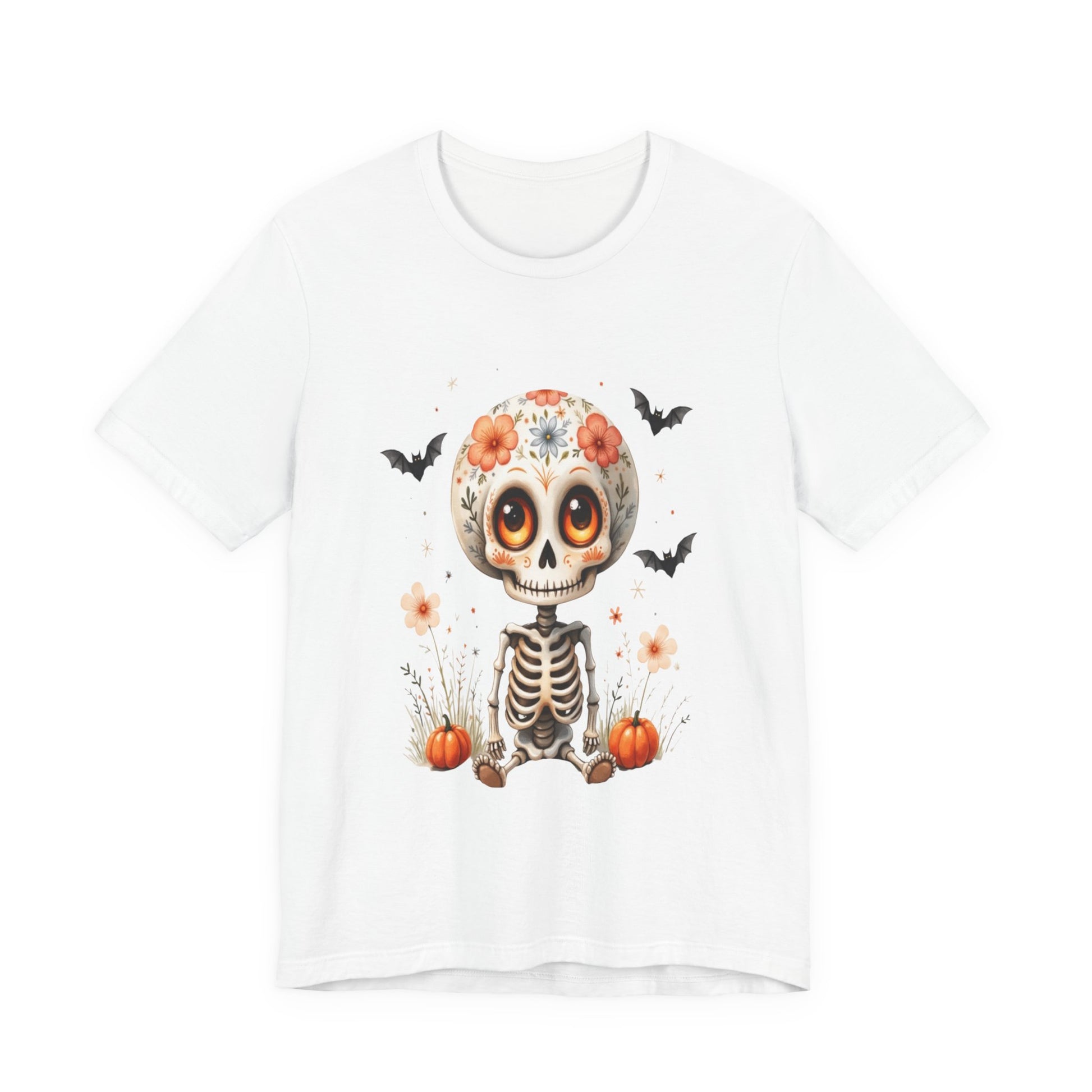 Spooky Fall Fashion, Day of the Dead T-Shirt, Cute Skeleton Design, Halloween Gift, Cozy Autumn Vibes