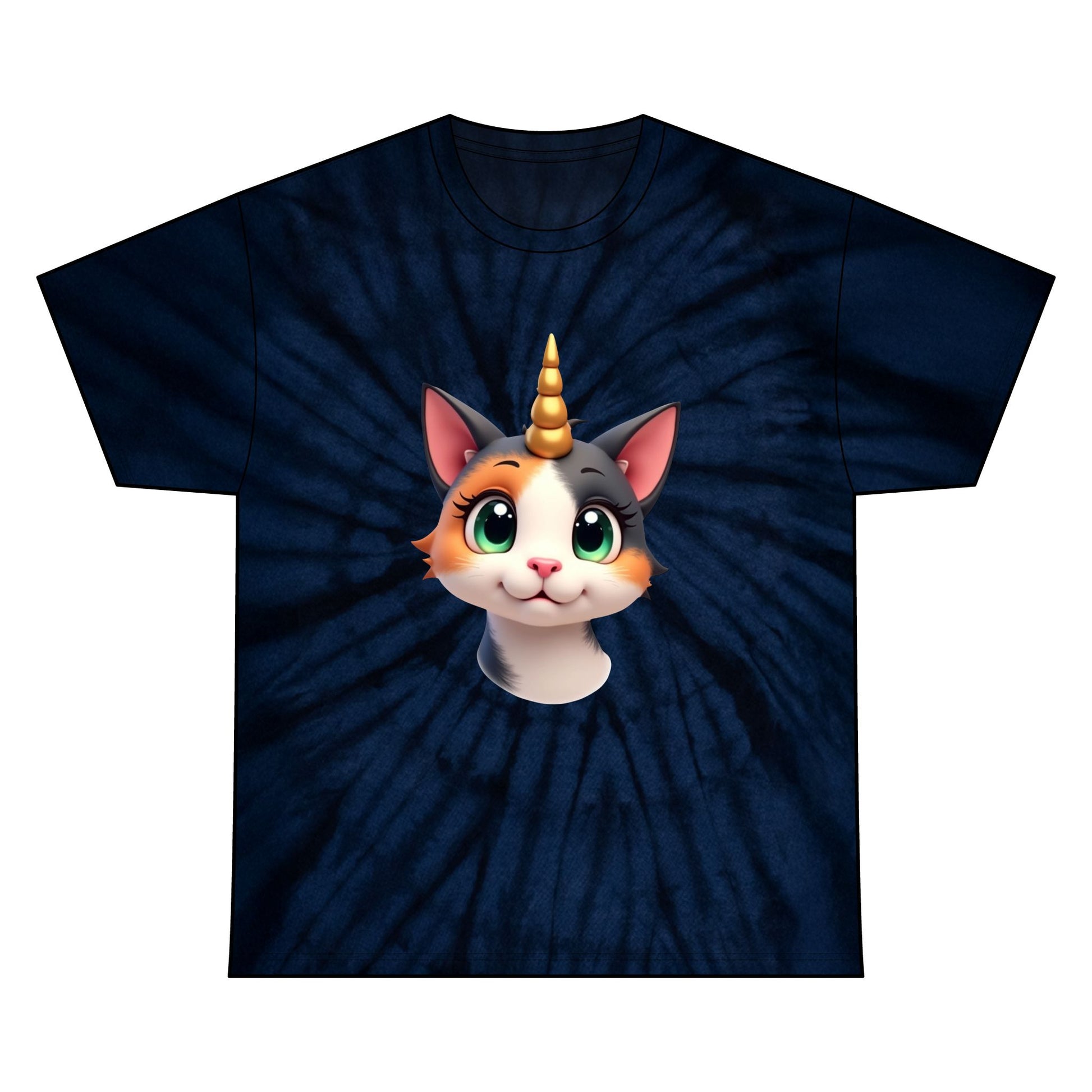 Cute Unicat Happy and Ready to Party Tie Dye Cotton Tee - Tie-dye T-Shirt -