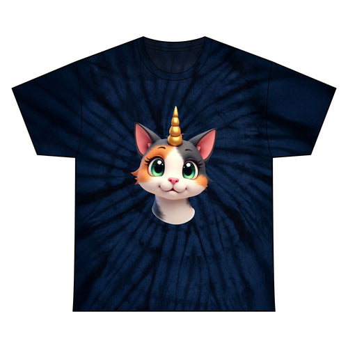 Cute Unicat Happy and Ready to Party Tie Dye Cotton Tee - Tie-dye T-Shirt -