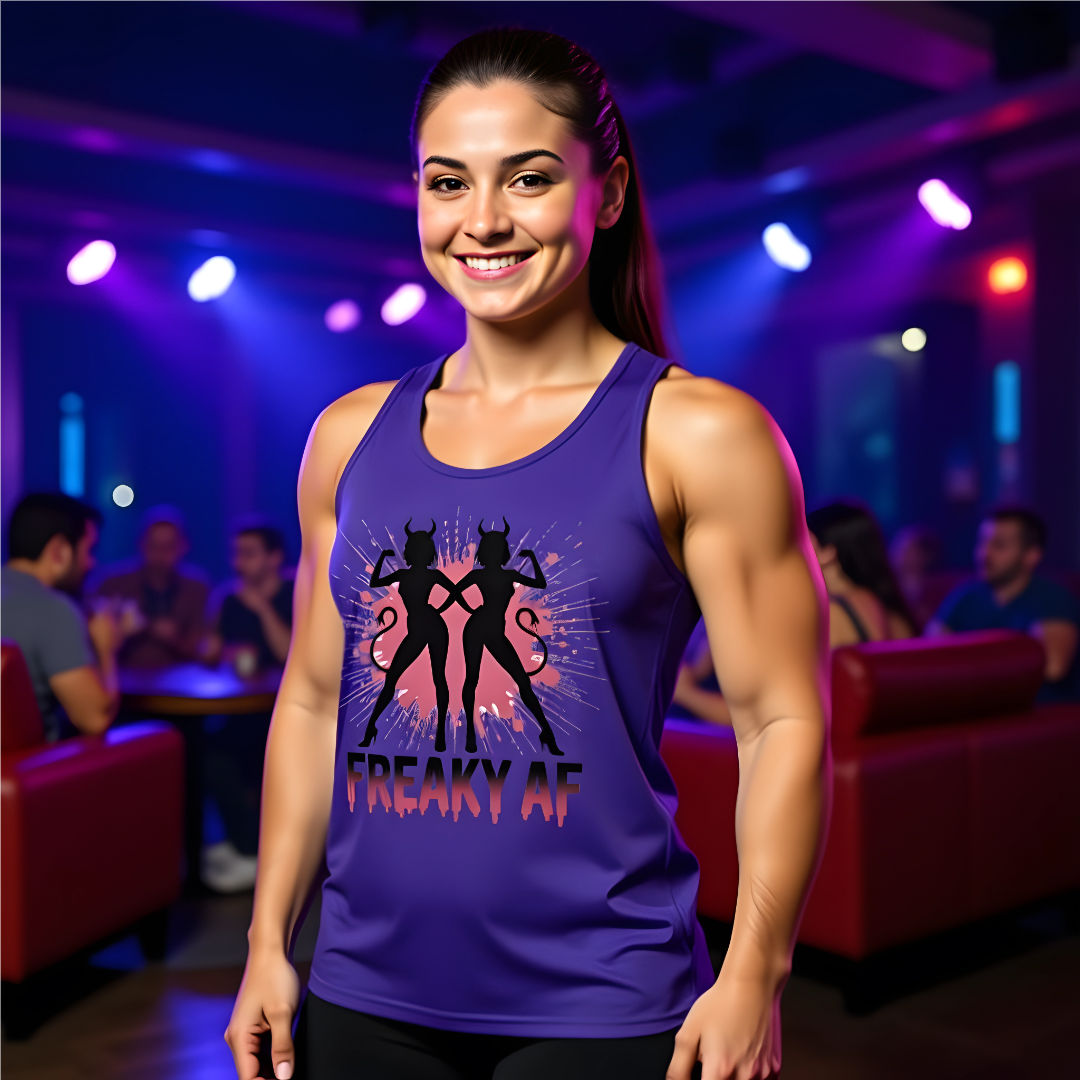 Bold Freaky AF Graphic Tank Top for Women – Fierce Silhouettes & Dripping Font