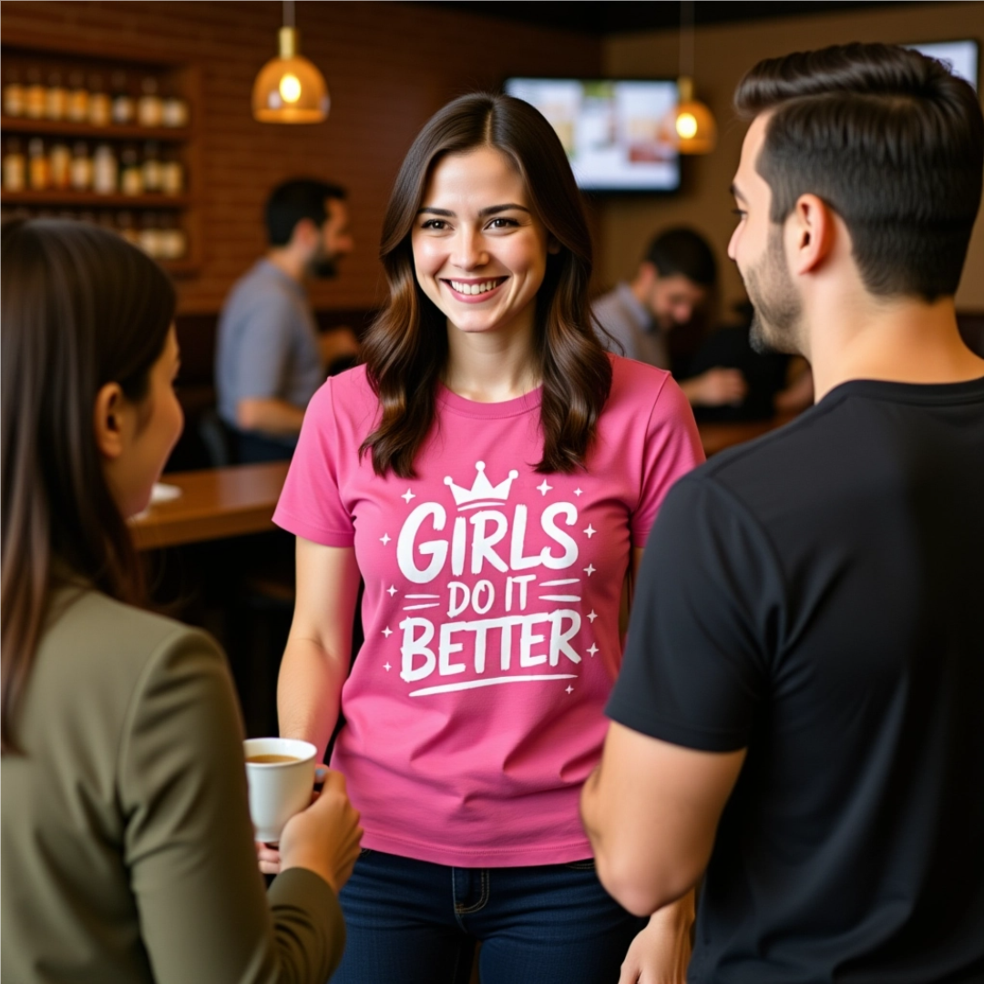 Slay All Day: Girls Do IT Better Shirt with Crown, Stars & Handwritten Bold Lettering
